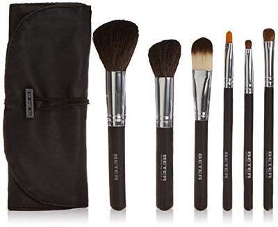 Beter – Conjunto de pincéis e pincéis de maquilhagem profissional, estojo cobertor de rolo com 6 pincéis de maquilhagem para rosto e olhos, ideal para presente