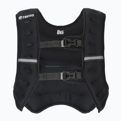 TREXO Giubbotto Zavorrato 8 kg Gilet Tattico per Gym e Palestra in casa Gilet Donna e Uomo con Misura Universale e Cinghie Riflettenti con Pesi Palestra Allenamento Calisthenics Forza Nero WV-08