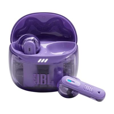 JBL Tune Flex Ghost 2 Auricolari Bluetooth True Wireless con Cancellazione del Rumore, 48 Ore di Autonomia, Resistenti ad Acqua e Polvere IP54, Design Aperto a Stick, Purple Ghost