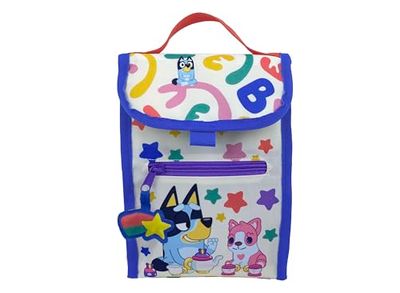 CyP Brands- Bluey, Sac à goûter, arc-en-ciel, anses, durable, recyclable, multicolore, produit officiel, multicolore, Estandar