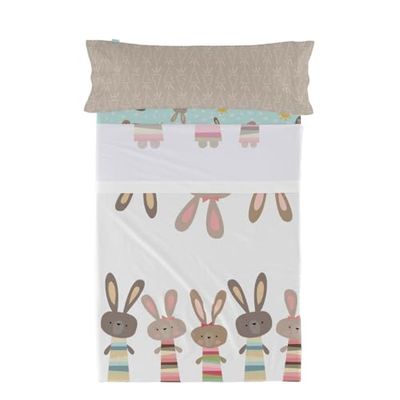 HappyFriday Moshi Moshi Rabbit Family Lakanset Flerfärgad 80/90 säng 2 stycken