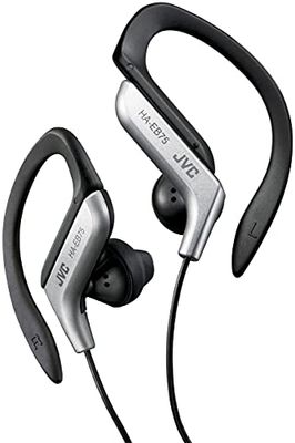 JVC HA-EB75-SN-U Auricolari Sport con Clip Regolabile, Ideali per l'utilizzo in palestra o corsa, Antisudore e Antischizzo (IPX2), Cavo lungo 1,2 m con plug compatibile con iPhone, Argento