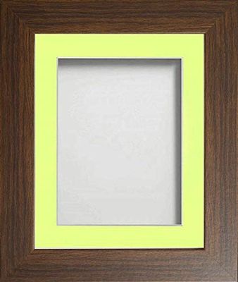 Frame Company Watson Brown Picture Photo Frame fitted with Perspex, 16x12 inch with Lemon Bon Bon Mount for image size 14x10 inch