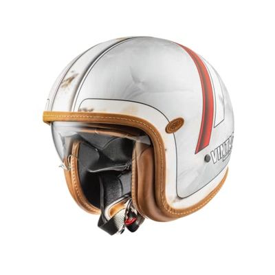 Premier Casque Vintage Evo - Gris Clair - avec profilés en Cuir - Taille M - Unisexe