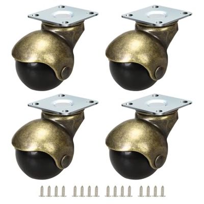 1.5-inch Ball Caster,Little Swivel Wheel for Ottoman/Workbench/Wheelchair/Coffee Table,Small Caster Wheels with Top Plate Set of 4,Screws Included