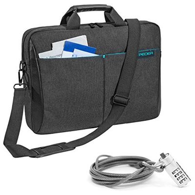 PEDEA Housse pour ordinateur portable "Lifestyle" Étui pour ordinateur portable jusqu’à 15,6 pouces (39,6 cm) Sacoche à bandoulière, avec cadenas inclus, noir