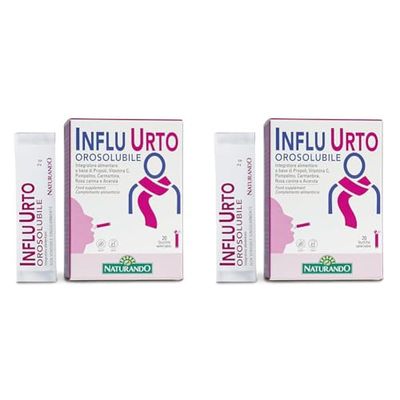 Naturando Influ Urto Orosolubile 20 Bustine. Rimedio Naturale per Superare Velocemente i Primi Disturbi Stagionali (Confezione da 2)