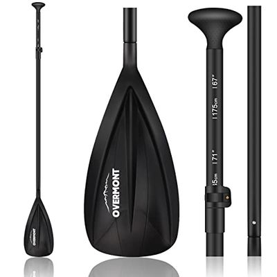 OVERMONT Stand-up peddel SUP telescopische peddel 165 cm - 215 cm verstelbaar demonteerbaar aluminium voor stand-up-peddel, kajakken, kanoën, surfboard