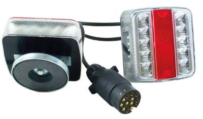 Berger + Schröter 20189 Feu à LED 4 Fonctions pour remorque avec Support aimanté et Prise mâle 13 pôles