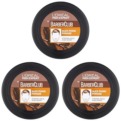 L'Oreal Paris Men Expert Men's Hair Wax Barber Club, Slick Fixing Pomade Wax, 75 ml (Pack of 3)