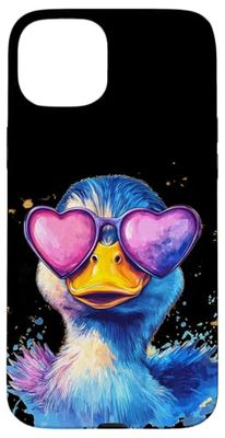 Colori freddi con anatra e divertente Love Goggles Costume Custodia per iPhone 15 Plus
