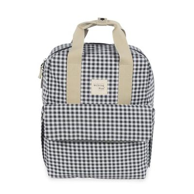 Walking Mum. I Love Vichy Backpack Bag Diaper Bag for Pushchair Versatile Design with Short Handles and Shoulder Straps, Black - Measures 37 x 28 x 12 cm.
