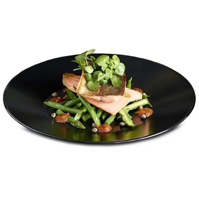 Viejo Valle Midnight Wide Rim Plate Black 25cm - Pack of 6 - Stoneware Plate