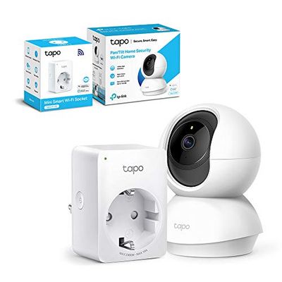 TP-Link Telecamera Wi-Fi Interno, Videocamera sorveglianza 1080P + TP-Link Presa Wi-Fi Tapo P100