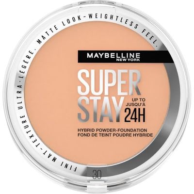 Maybelline New York Superstay Híbrido 24H Base de Maquillaje en Polvo, Súper Cobertura, Súper Ligera, Hasta 24H, Tono 30