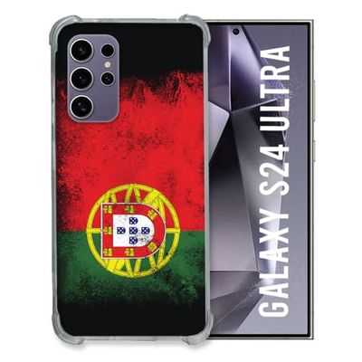 Cokitec Förstärkt fodral för Samsung Galaxy S24 Ultra Travel Portugals flagga