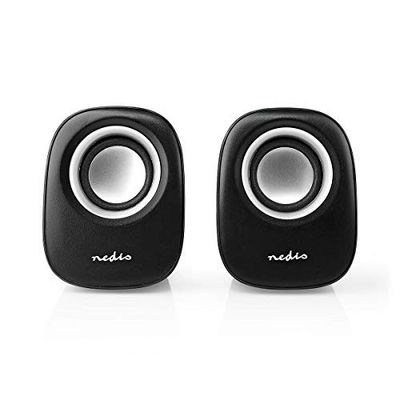 Nedis, Altifalante de PC 2. 0, 12 W, tomada de 3,5 mm, preto/prateado