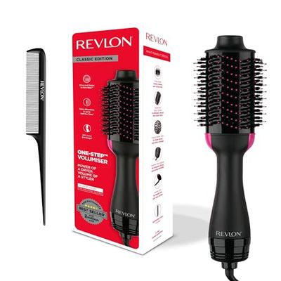 REVLON Salon One-Step Secador y voluminizador con peine seccionador incluido - 3 posiciones de calor y 2 velocidades, revestimiento ceramico, mango ergonomico, Original con peine