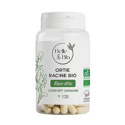 ÉLIMINATION RÉNALE CHEZ L'HOMME - Ortie Racine Bio certifiée Ecocert - Action sur le prostate - 120 gélules - Cure 1 mois - Complément Alimentaire BELLE&BIO - Fabriqué en France