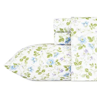Laura Ashley 220486 Primavera Bloom flores conjunto de lençóis, azul, casal duplo