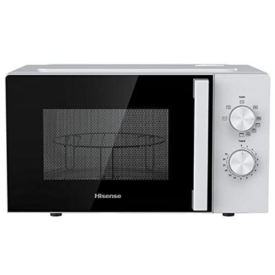 HiSense Forno a microonde H20MOWP1HG con funzione grill e controllo meccanico, capacità 20 l, potenza 700 watt su 5 livelli, colore Bianco