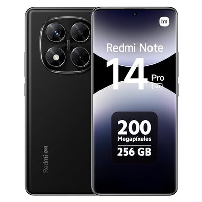 Xiaomi Redmi Note 14 Pro 5G - Smartphone de 8+256GB, Pantalla de 6.67" AMOLED FHD+ 120Hz, MediaTek Dimensity 7300-Ultra, cámara de 200MP, 5110 mAh, Cargador no Incluido, Negro (Versión ES)