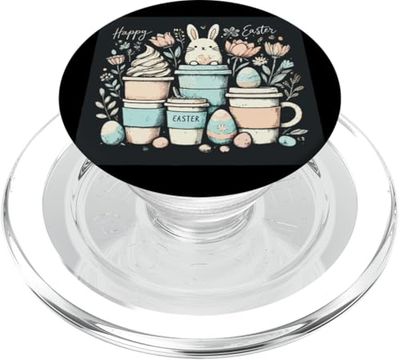 Taza de café de Pascua con diseño de conejito de Pascua PopSockets PopGrip para MagSafe