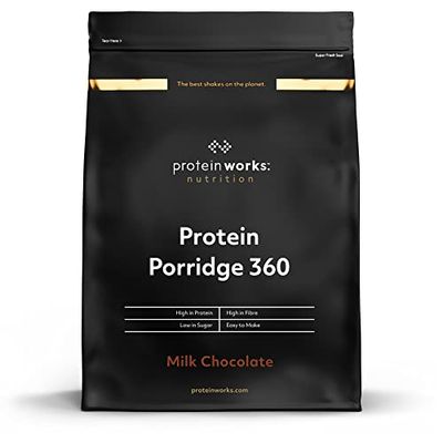 Porridge Protéiné 360 | Petit Déjeuner à Faible Teneur en Sucre | Vitamines Ajoutées | Faible IG, Avoine Complète | Riche en Fibres | THE PROTEIN WORKS | Chocolat au Lait | 500G