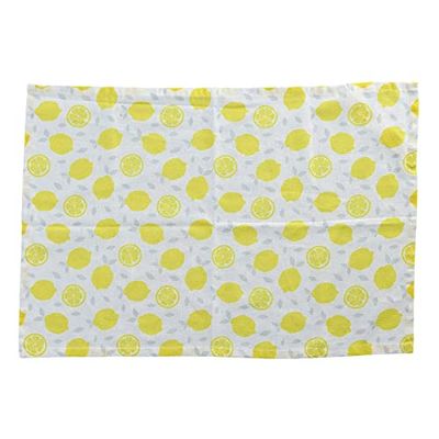 Zeller 24081 Torchon de Cuisine en Lin/Polyester Blanc/Jaune 50 x 70 cm