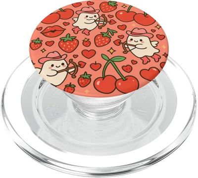 Cowboy Cupido Fantasma Lindo Kawaii Fruta San Valentín Diseño PopSockets PopGrip para MagSafe