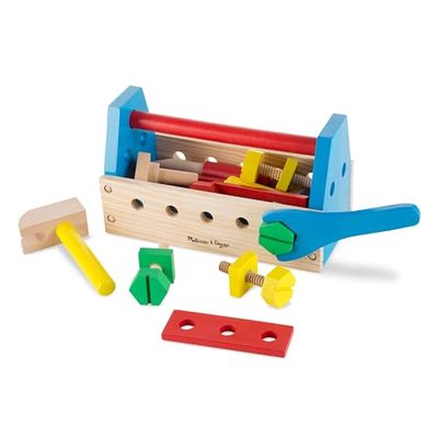 Melissa & Doug Conjunto de ferramentas de madeira, caixa de ferramentas, brinquedos de construção, brinquedos educativos de madeira, brinquedos de desenvolvimento, presente para meninas e meninos de 3