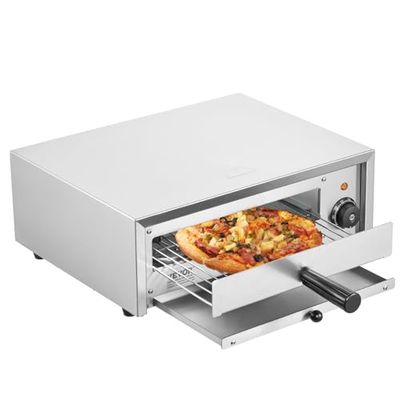 VEVOR Elektrisk ugn för 12 tum 1 500 W bänkpizza, temperaturområde 50–350 ℃, rostfritt stålstruktur, lätt att rengöra smulbrickan, lämplig för kommersiell hemmabruk
