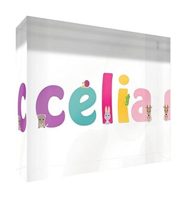 Little Helper recuerdo decorativo de acrílico transparente pulido como diamante estilo illustratif pintado con el nombre de joven Celia 7,4 x 10,5 x 2 cm pequeño
