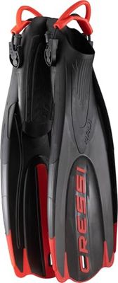 CRESSI Maui Long Fins - Pinne Lunghe Regolabili destinate al Nuoto e Allo Snorkeling, Nero/Rosso (dive center), S/M (38/41), Unisex Adulti