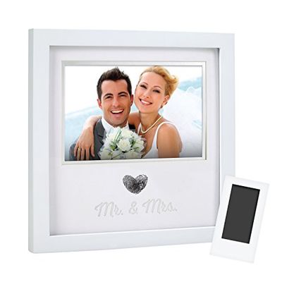 Pearhead Wedding Keepsake Photo Frame, Legno, Mr. And Mrs. Thumbprint Frame, 1.75 x 20.6 x 20.6 cm