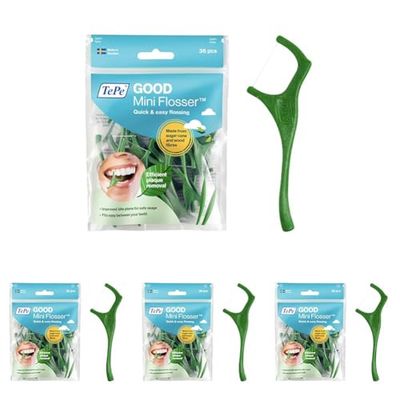 TePe GOOD Mini flosser™ - Porte-Fil Dentaire Éco-Responsable pour nettoyage facile entre les dents (Lot de 4)