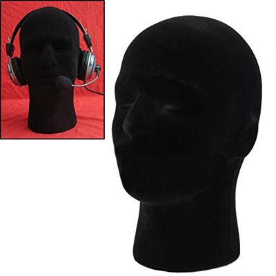 LIAMTU Tête de mannequin pour homme avec support en mousse de polystyrène Noir