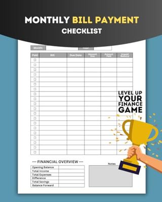 Monthly Bill Payment Checklist: The Finance Gamechanger: It's time to level up your finance game and track bills & expenses with ease!