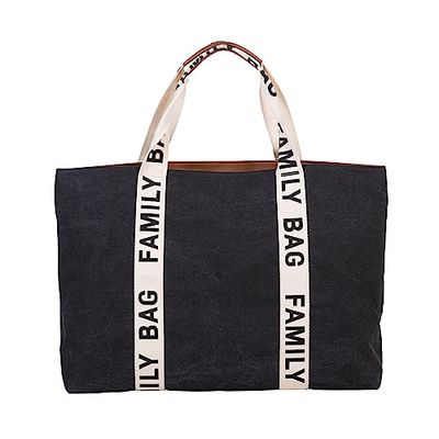Childhome, Family Bag, tygväska, resväska/helg, stor kapacitet, avtagbar påse ingår, signaturkollektion, svart