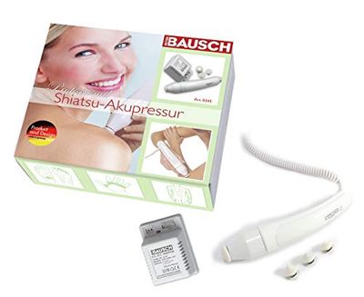 Bausch 0345 Handig Shiatsu-acupressuurapparaat met 4 opzetstukken, in kofferkoffer, acupressuur, massage, welzijn, wellness voor thuis, incl. gedetailleerde handleiding (mogelijk niet beschikbaar in