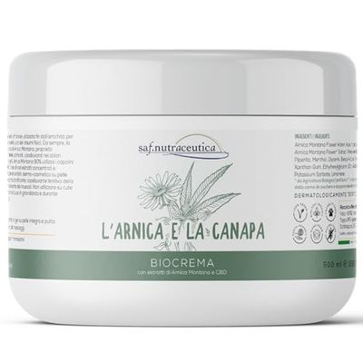 Saf.Nutraceutica - L'Arnica e La Canapa, Biocrema Topica con Arnica per Cavalli, con Olio di Canapa, Crema Gel Defatificante e Rilassante Uso Cutaneo, per Massaggi, 500ml