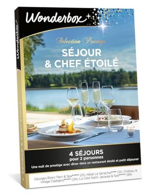 Wonderbox - Coffret Cadeau - Séjour et Chef étoilé - 5 séjours pour 2 Personnes avec Diner dans Un Restaurant étoilé et Petit déjeuner - Idée Cadeau Couple Amis Original