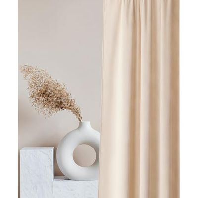 room99 Rideau en Velours avec œillets argentés Charmy 140 x 280 Largeur x Hauteur, Décoration de fenêtre, Rideau Thermique Isolant Anti Froid et Chaleur pour Salon Crème, 1 pièce