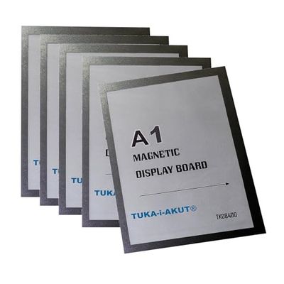 TUKA-i-AKUT 5x A1 Marco Magnético Autoadhesivos, Fundas para Documentos, Letreros, Avisos, Cartel, Paredes y Ventanas, Intercambio de Inserción Rápida, 5 Unidades en Color Negro, TKD8400-A1-5x
