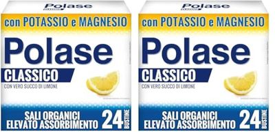 Polase Classico, Magnesio e Potassio, Integratore Alimentare, contro Stanchezza e Fatica Fisica, Caldo, Sali Minerali Organici, Gusto Limone, 24 Bustine (Confezione da 2)