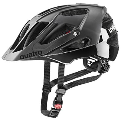 uvex quatro cc - veilige mtb-helm voor dames en heren - individueel verstelbare pasvorm - verstelbaar vizier - all black - 52-57 cm