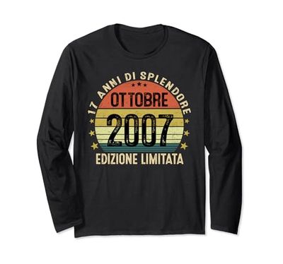 Regalo Ragazzo 17 Anni Compleanno Annata 2007 Ottobre 2007 Maglia a Manica