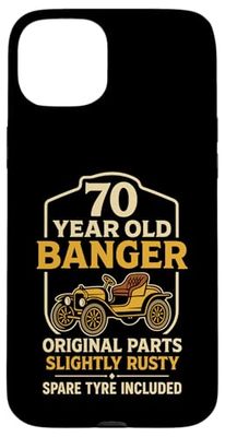 70 Years Old Banger Funny 70th Birthday Dad Car Enthusiast Case for iPhone 15 Plus