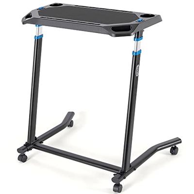 CXWXC Indoor Cycling Desk - Adjustable Height Bike Deak Laptop Stand Non-Slip Surface - Portable Bike Trainer Fitness Desk with Lockable Wheels