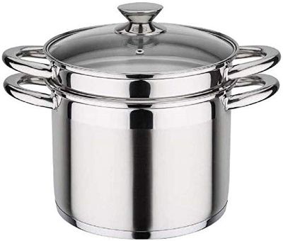 GSW Stahlwaren GmbH cuiseur Vapeur en Acier Inoxydable avec Insert, Acier Inoxydable, Silver, 22 cm